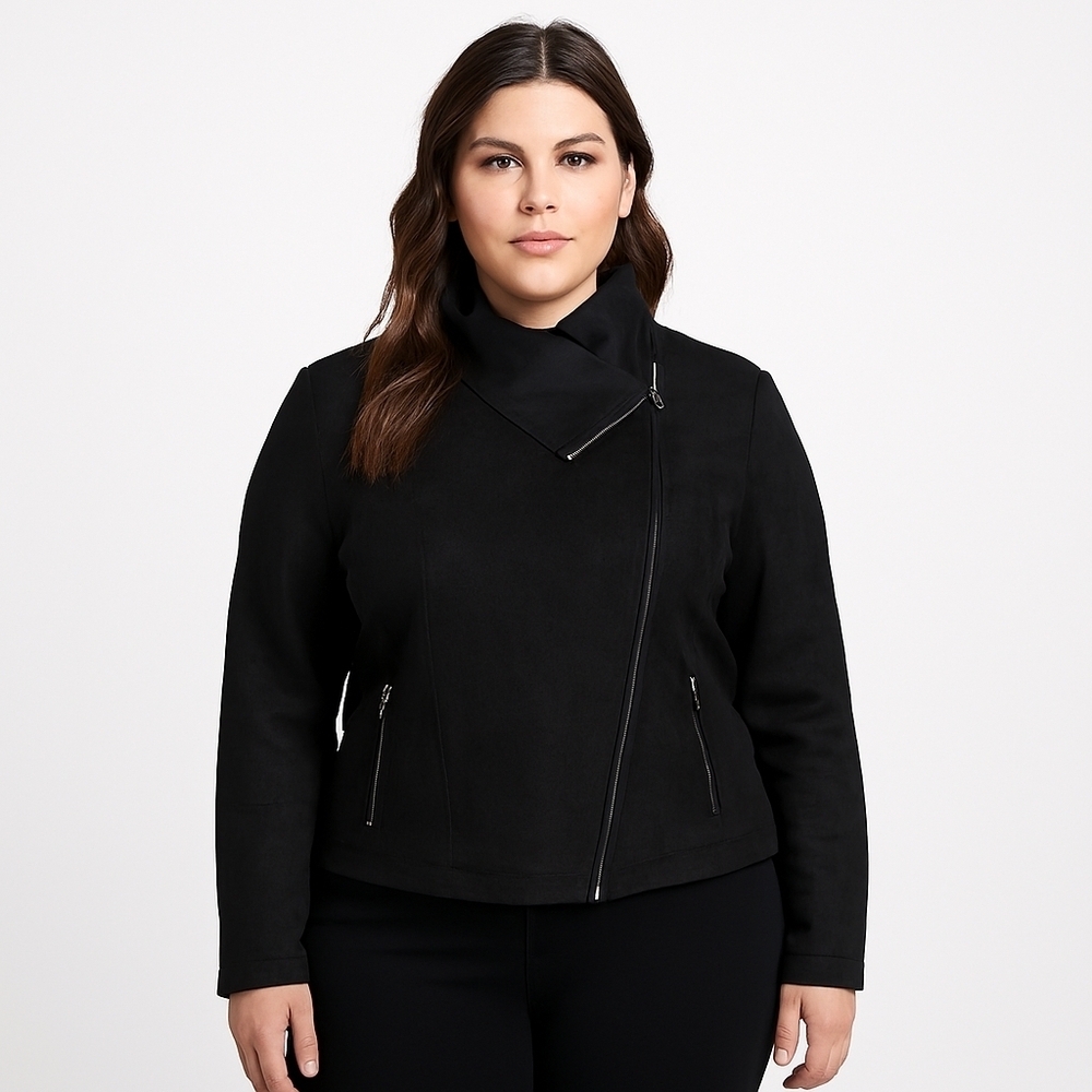Lucky Brand Faux Suede Leather Organic Moto Biker Preppy Jacket - Women's